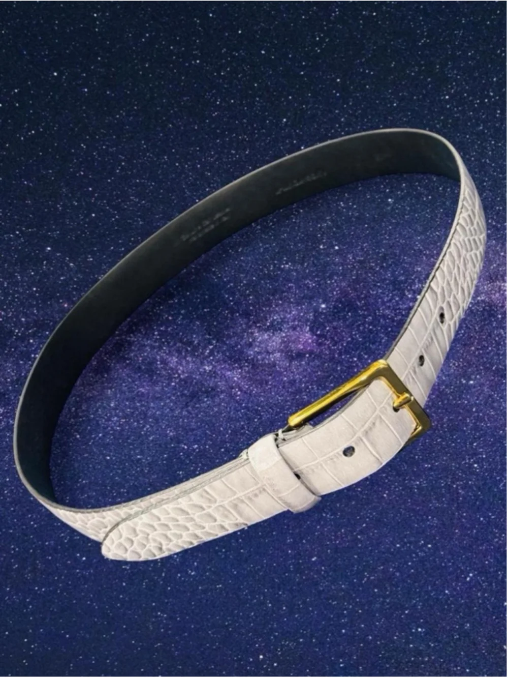 Anderson’s Gray Embossed Calf Leather Belt Made in Italy Solid Brass Size 80